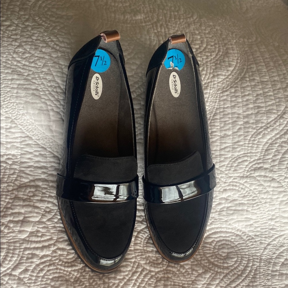 Dr. Scholl's Black Loafers with Silver Detail